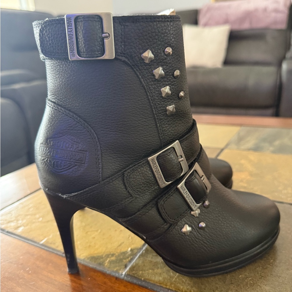 Harley-Davidson Black Studded Moto Boots